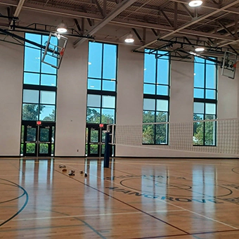 IES Window Films installed privacy and security film on gymnasium windows at a Pinellas County school.
